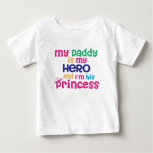 Niedliches Baby Zitat Hero Daddy und Prinzessin T-shirt