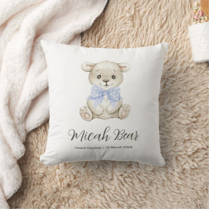 Niedliches Babybär Blue Bow Neugeborenes-Geschenk Kissen