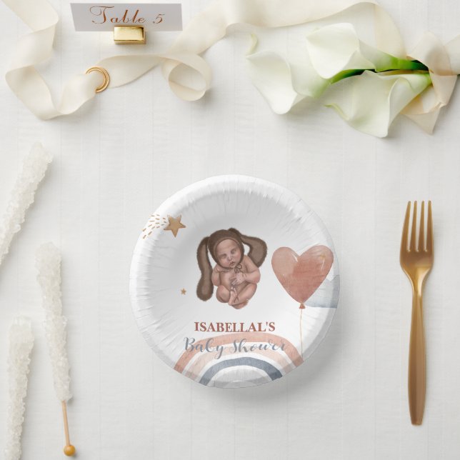 Niedliches Babybunny African American Children Dus Pappteller (Hochzeit)