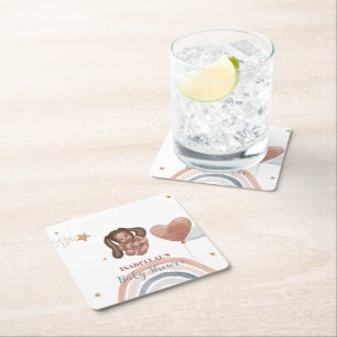 Niedliches Babybunny African American Children Dus Rechteckiger Pappuntersetzer