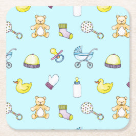 Niedliches Babyduschverhalten Rechteckiger Pappuntersetzer