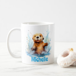 Niedliches Babymeer Otter in Wasser Splash Persona Kaffeetasse