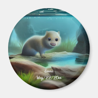 Niedliches Babyotter im Teich - personalisierbar Magnet