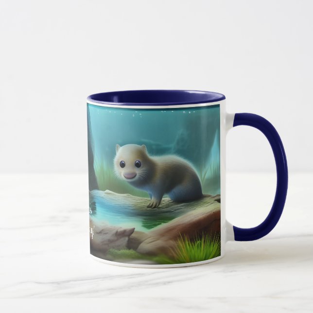 Niedliches Babyotter im Teich - personalisierbar Tasse (Rechts)