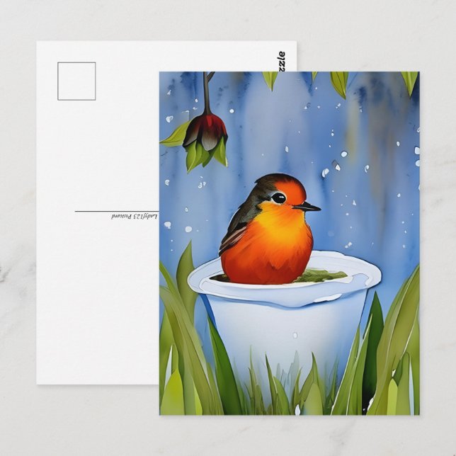 Niedliches Babyrobin, Postkreuzung Postkarte (Vorne/Hinten)