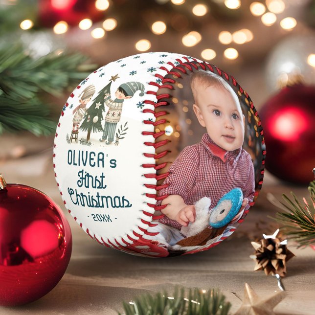 Niedliches Baby's 1. Weihnachtsbaum Zeichnend 2 Fo Baseball (Von Creator hochgeladen)