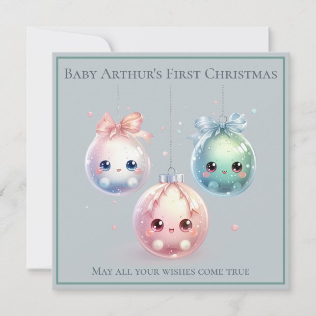 Niedliches Baby's First Christmas Card Feiertagskarte (Vorderseite)