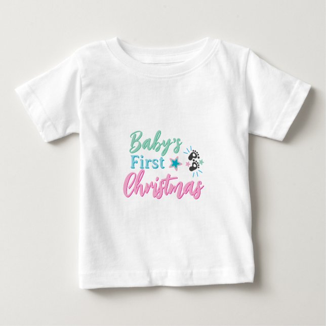 Niedliches Baby's First Christmas Design - farbenf Baby T-shirt (Vorderseite)