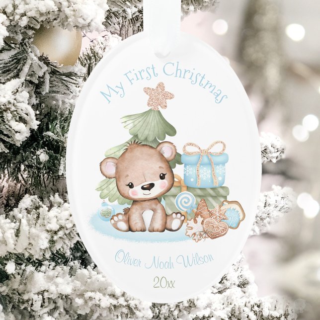 Niedliches Baby's First Oval Weihnachtsschmuck Acr Ornament (Cute Baby's First Oval Christmas Ornament Acrylic)