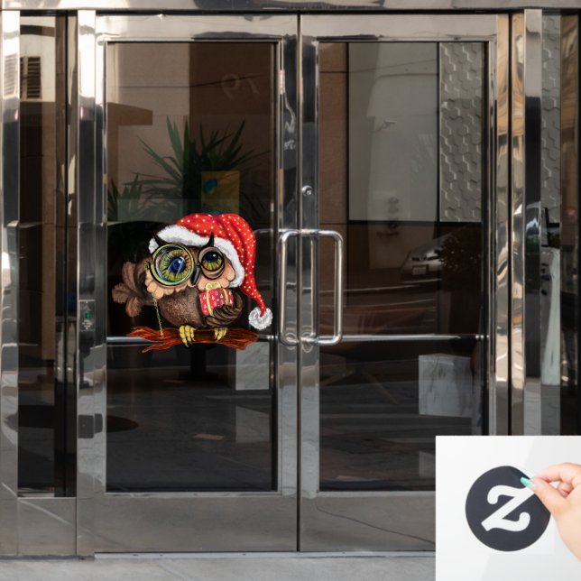 Niedliches Babyschale in Weihnachtshut und Geschen Fensteraufkleber (Büro Tür)