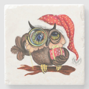 Niedliches Babyuscheln in Weihnachtshut Stone Unte Steinuntersetzer
