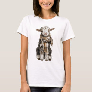 Niedliches Babyziegen-Illustration mit karierter S T-Shirt