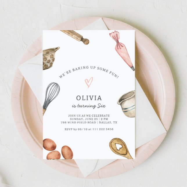Niedliches Backen Party Girl's Birthday Einladung (Von Creator hochgeladen)