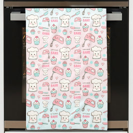 Niedliches Backen Rosa Blue Cupcake Eigener Text Geschirrtuch