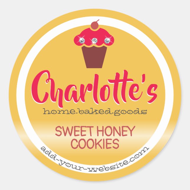 Niedliches Backetikett mit hellgelbem Rotkuchen Runder Aufkleber (Vorderseite)