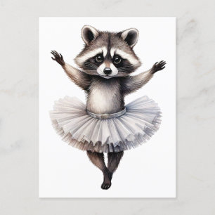 Niedliches Ballerina-Raccoon Feiertagspostkarte