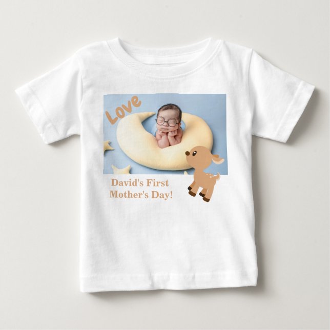 Niedliches Bambi Deer Baby First Mother Day Foto T-shirt (Vorderseite)