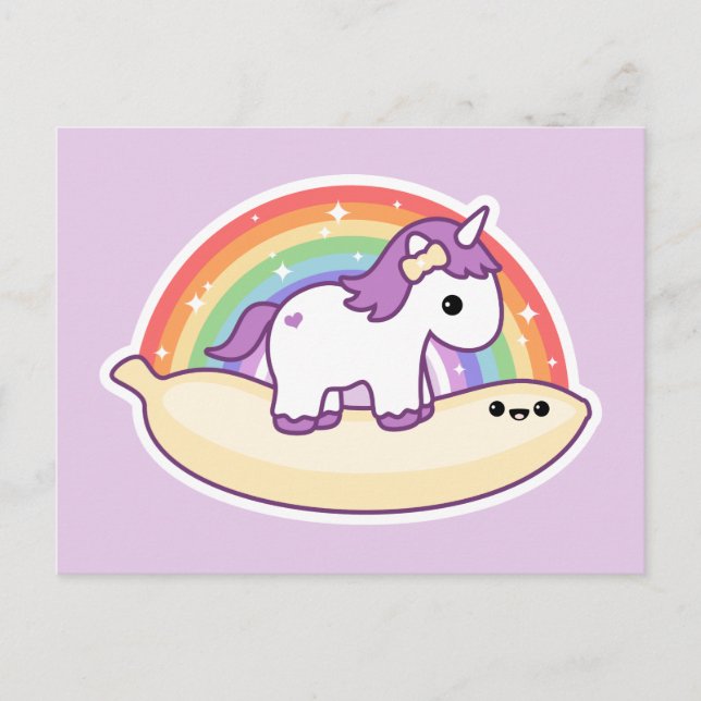 Niedliches Banana Unicorn Postkarte (Vorderseite)