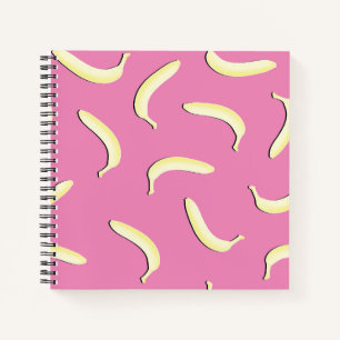 Niedliches Bananenmuster Spiralnotebook Rosa Gelb Notizbuch