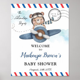 Niedliches Bärenabenteuer Beginnt Boy Baby Dusche Poster