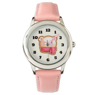 Niedliches Bärengesicht in einem Roten Scarf Weihn Armbanduhr