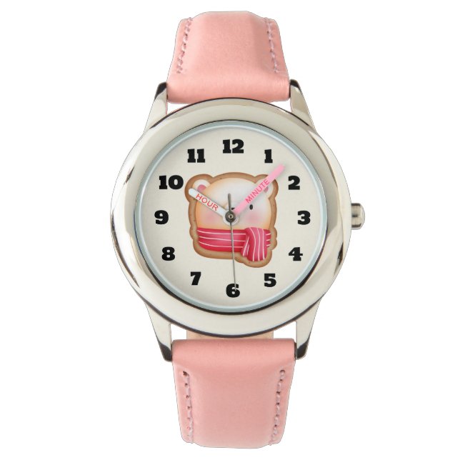 Niedliches Bärengesicht in einem Roten Scarf Weihn Armbanduhr (Vorderseite)