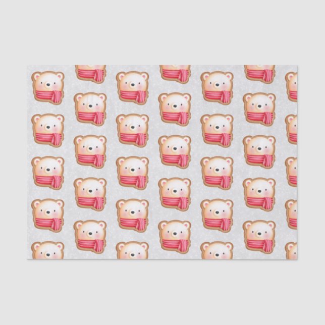 Niedliches Bärengesicht Roter Scarf & Rosy Cheeken Seidenpapier (Vorderseite)