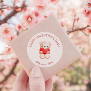 Niedliches Bärenherz Frohes Valentinstag Runder Aufkleber