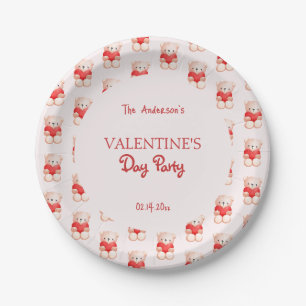 Niedliches Bärenherz Valentinstag Party Pappteller