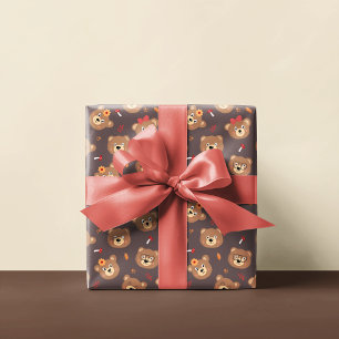 Niedliches Bärenmuster Brown Geschenkpapier