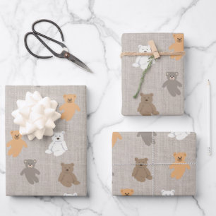 Niedliches Bärenmuster Geschenkpapier Set