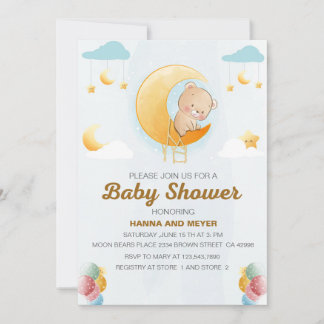 Niedliches Bärenthema Girl Baby Dusche Einladung