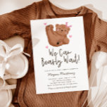 Niedliches Bärenthema Girl Babydusche Einladung<br><div class="desc">Niedliche Babydusche zum Thema Bären mit handgemalt Abbildung eines Krübes mit rosa Bogen und Herzen. Im Text steht: "Wir können frühzeitig warten!" Diese Einladung ist ideal für eine Mädchendusche.</div>