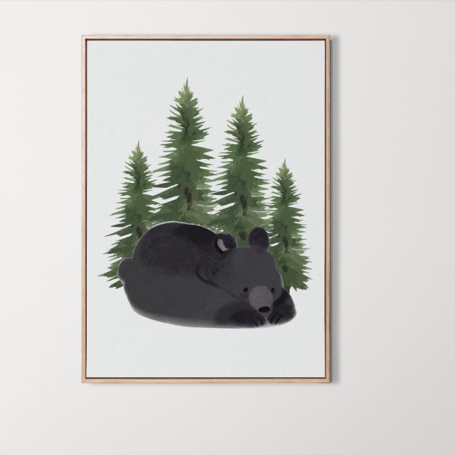 Niedliches Bärenwald - Dekor der Tiermauer Poster (Cute Bear Woodland Animal Wall Art Room Decor, tree, forest, wild)