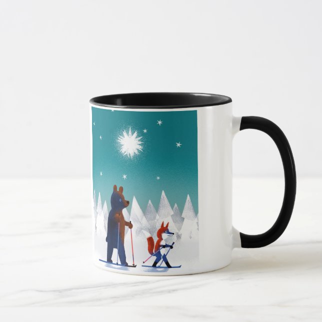 Niedliches Bärn- und Fox-Skifahren unter Sternen Tasse (Rechts)