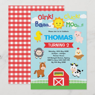 Niedliches Barnyard Birthday Petting Farm Animals  Einladung