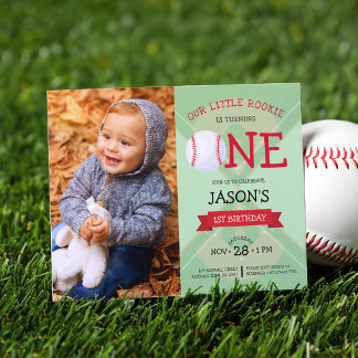 Niedliches Baseball & Ribbon Budget Foto 1. Geburt