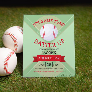 Niedliches Baseball & Ribbon Budget Geburtstagsein