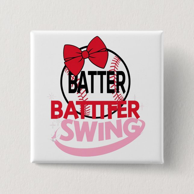 Niedliches Baseballdesign für "Batter Batter Swing Button (Vorderseite)