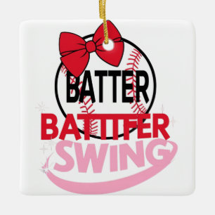 Niedliches Baseballdesign für "Batter Batter Swing Keramikornament