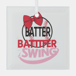 Niedliches Baseballdesign für "Batter Batter Swing Ornament Aus Glas
