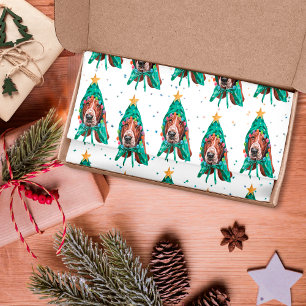 Niedliches Basset Hound Dog Muster Weihnachten Seidenpapier