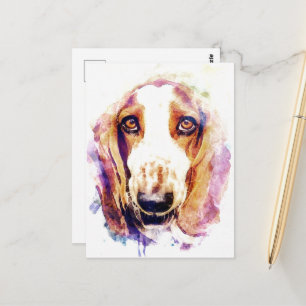 Niedliches Basset Hound Hund Face Face Postkarte