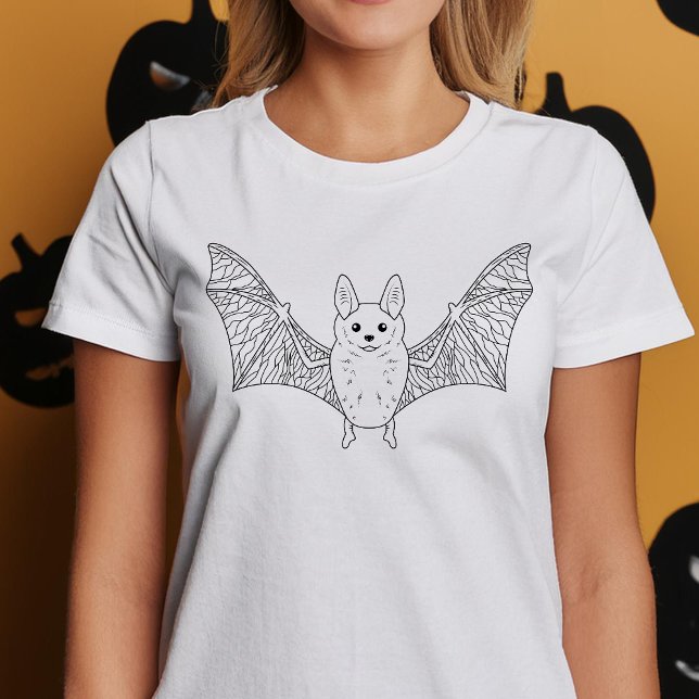 Niedliches Bat Minimallinie Art Halloween T-Shirt (Disclaimer: This image is a digital mockup.)