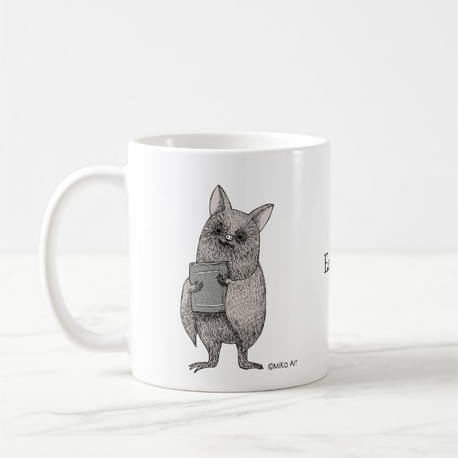 Niedliches Bat mit Book Macabre Art Individuelle N Kaffeetasse (Links)