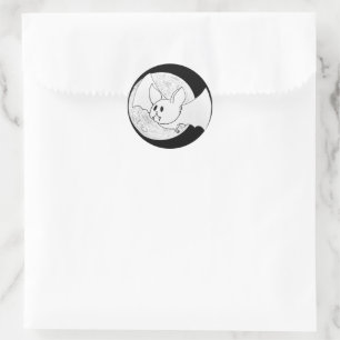 Niedliches Bat und Vollmond Halloween Runder Aufkleber