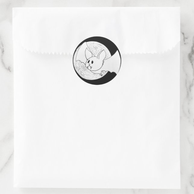 Niedliches Bat und Vollmond Halloween Runder Aufkleber (Tasche)