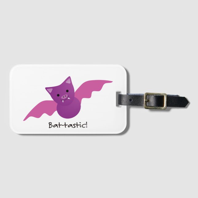 Niedliches Battastic Pink Bat Gepäckanhänger (Vorderseite (Horizontal))