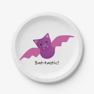 Niedliches Battastic Pink Bat Pappteller