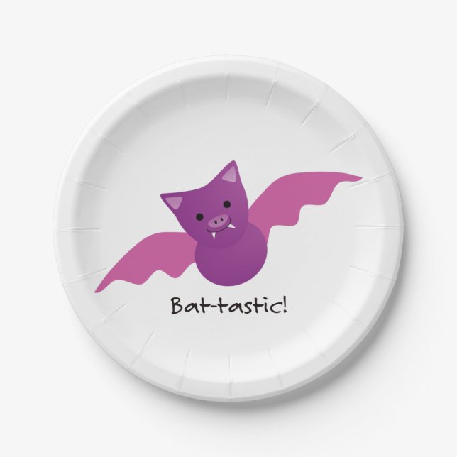 Niedliches Battastic Pink Bat Pappteller (Vorderseite)